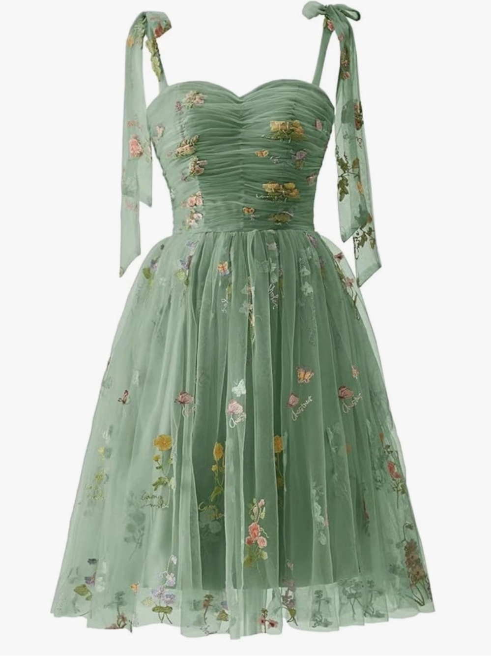 Green Floral Tulle Party Dress for Girls, NWOT
